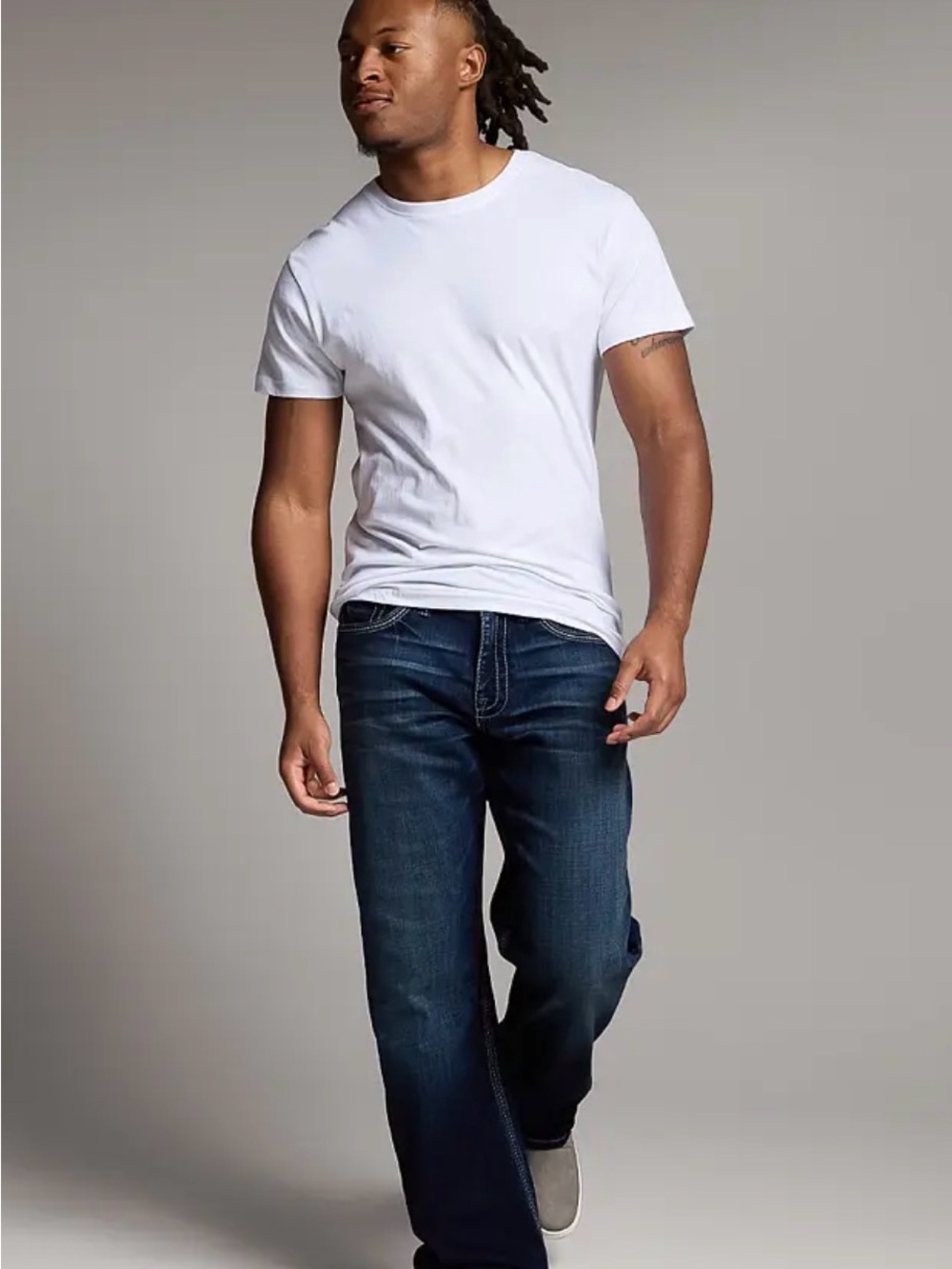 BKE Men's Relaxed Straight-Leg Dark Blue Denim Jeans
